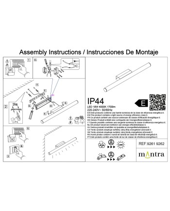 ANTIGA * APLIQUE LED IP44 4000K 18W NEGRO